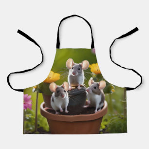 Garden Mischief: drie muizen in bloempotten Schort