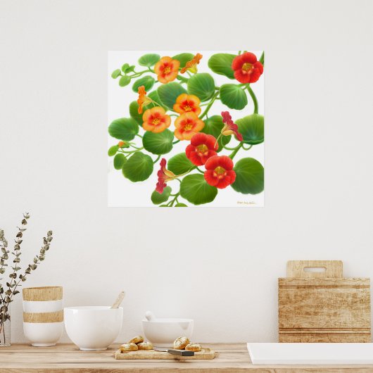 Garden Nasturtium Flowers Print (Keuken)