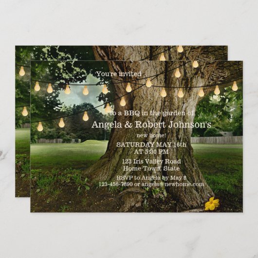Garden New Home BBQ Housewarming Party Uitnodiging (Voorkant / Achterkant)