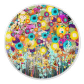 Garden of Dreams - Natuur Geïnspireerde Bloemenkun Keramische Knop (Voorkant)