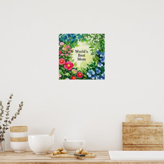 Garden of Flowers beste moeder ter wereld Poster (Keuken)
