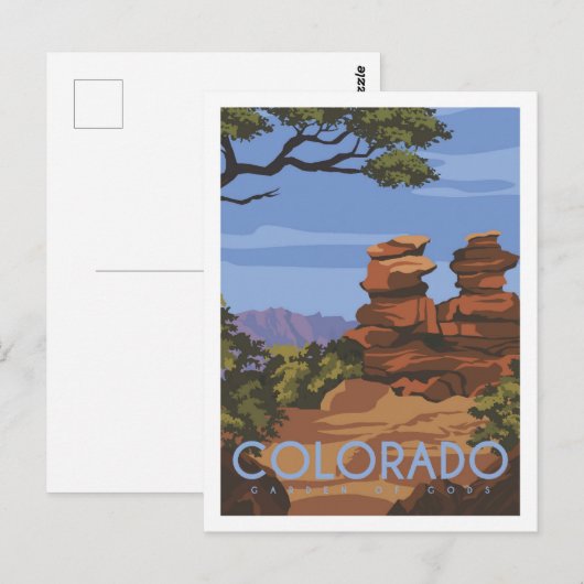 Garden of Gods Colorado Travel Place Illustratie Briefkaart (Voorkant / Achterkant)