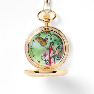GARDEN OF MELISSA Magic Butterfly and Lady in Red Horloge