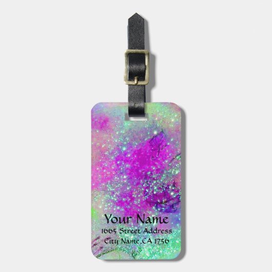 GARDEN OF THE LOST SHADOWS - Pink Paars Aqua Blue Bagagelabel (Voorkant verticaal)