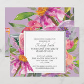 Garden Paars Pink Floral Afstudeerder Party Kaart (Voorkant / Achterkant)