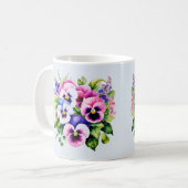 Garden Pansy Flower Coffee Mok 11 oz Waterverf (Voorkant links)