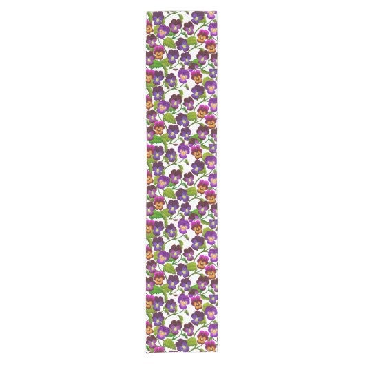 Garden Pansy Flowers Table Runner Korte Tafelloper (Voorkant)
