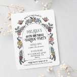 Garden Party 40th Birthday Kaart<br><div class="desc">Vier een mijlpaal die net zo kostbaar is als de voorbijgaande jaren door vrienden en familie te vragen om samen te komen en feest te vieren! Deze 40e uitnodiging voor verjaardagsfeestjes kan worden aangepast voor elke leeftijd en wordt geïllustreerd met handgetekende vogels en een bloemboog in warme kleuren. Personaliseer deze...</div>