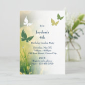 Garden Party 4th Birthday Invitation Kaart (Staand voorkant)