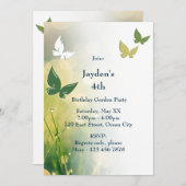 Garden Party 4th Birthday Invitation Kaart (Voorkant / Achterkant)