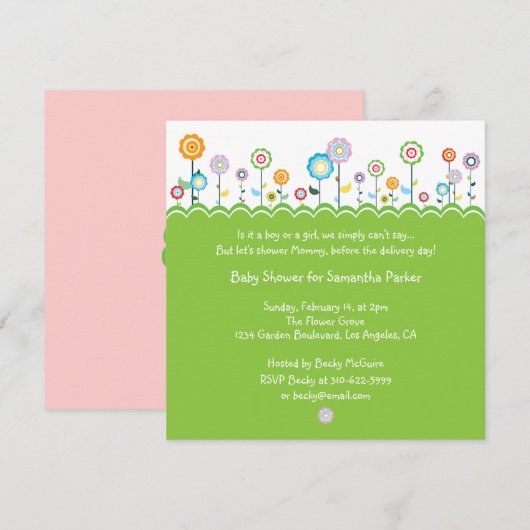 Garden Party Baby shower Invitation Kaart (Voorkant / Achterkant)