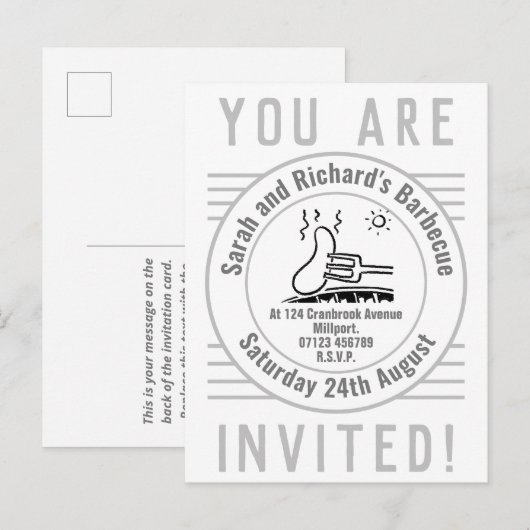 Garden Party Barbecue Briefkaart (Voorkant / Achterkant)