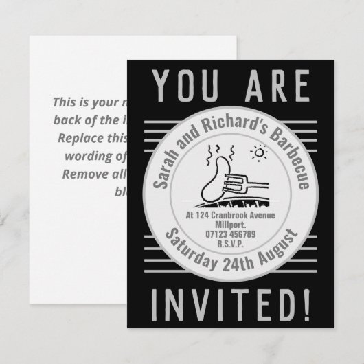 Garden Party Barbecue Invitation Kaart (Voorkant / Achterkant)