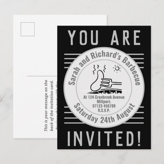 Garden Party Barbecue Uitnodiging Briefkaart (Voorkant / Achterkant)