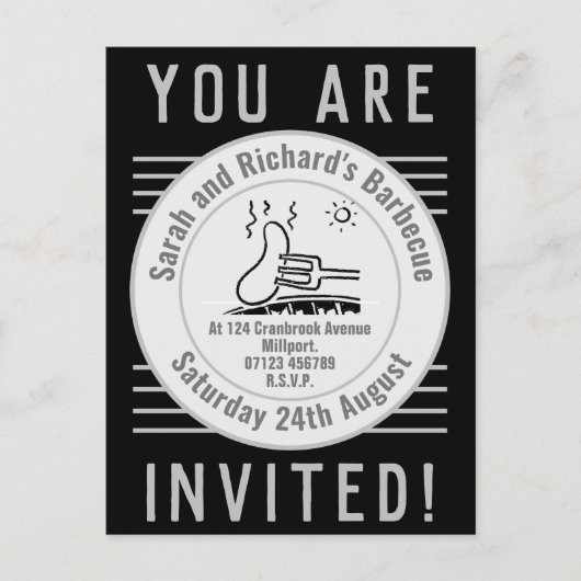 Garden Party Barbecue Uitnodiging Briefkaart (Voorkant)