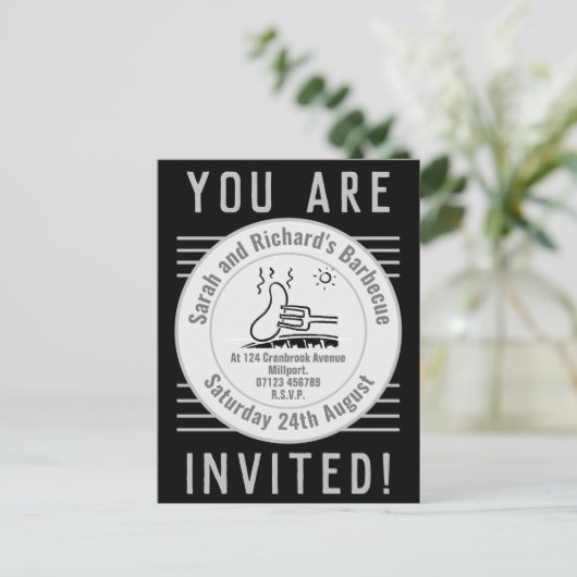 Garden Party Barbecue Uitnodiging Briefkaart (Staand voorkant)