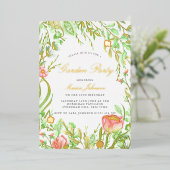  Garden Party Birthday Invitation Gold Folie Uitnodiging (Staand Voorkant)
