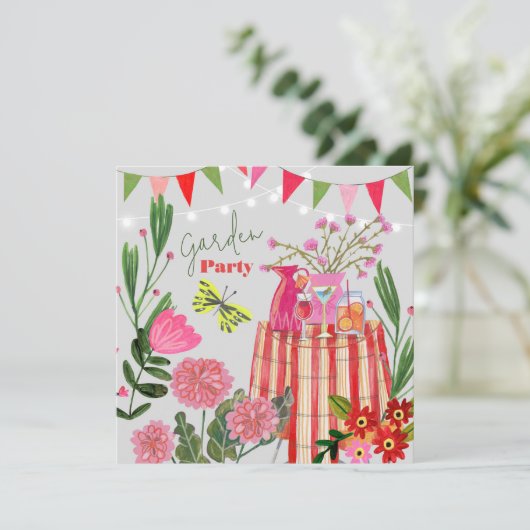 Garden Party Birthday Kaart (Staand voorkant)
