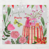 Garden Party Birthday Likeurfles Etiket (Enkel label)