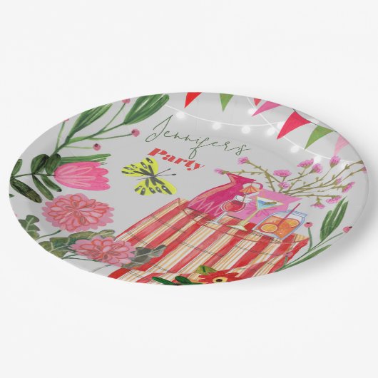 Garden Party Birthday Papieren Bordje (Gekanteld)