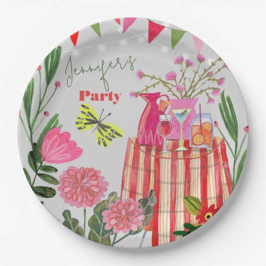 Garden Party Birthday Papieren Bordje (Voorkant)