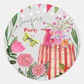 Garden Party Birthday Ronde Sticker (Voorkant)