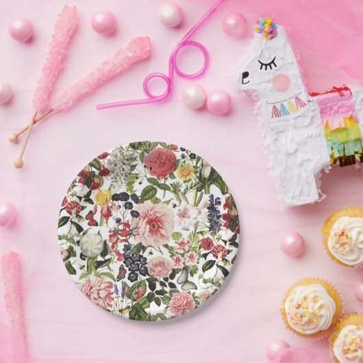 Garden Party  Bloemen Groene Duim Verjaardag Papieren Bordje (Feest)