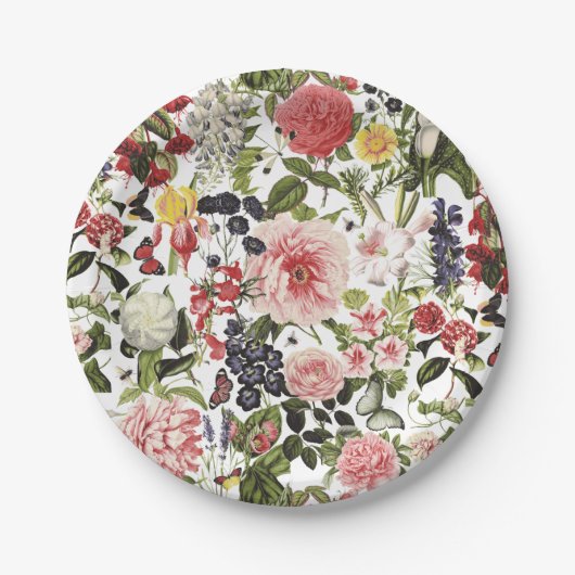 Garden Party Bloemen Groene Duim Verjaardag Papieren Bordje (Voorkant)