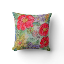 Garden Party Bloom Waterverf Floral Sierkussen