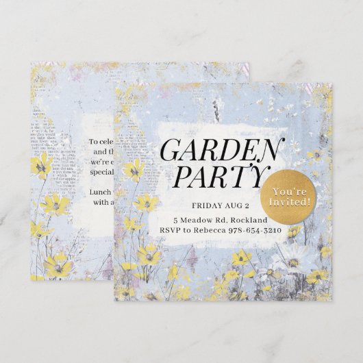 Garden Party Blue Daisy Wildflower Verjaardagsclas Kaart (Voorkant / Achterkant)