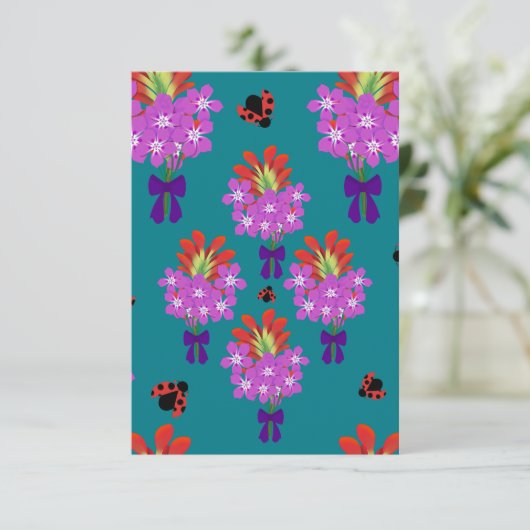 Garden Party Bouquets-Blauwgroen_Dank u Bedankkaart (Staand voorkant)