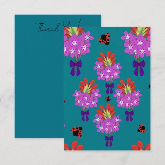 Garden Party Bouquets-Blauwgroen_Dank u Bedankkaart (Voorkant / Achterkant)