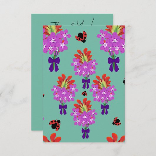 Garden Party Bouquets-Jade Bedankkaart (Voorkant / Achterkant)