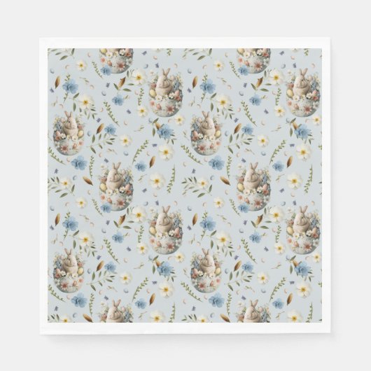 Garden Party Bunny Celebration Blauw Servet (Voorkant)