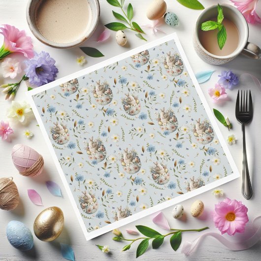 Garden Party Bunny Celebration Blauw Servet