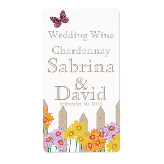 Garden Party Collectie Wedding Wijnlabel Etiket (Voorkant)