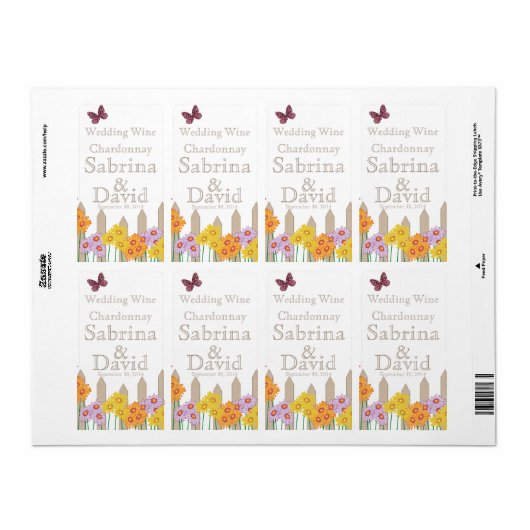 Garden Party Collectie Wedding Wijnlabel Etiket (Full Sheet)