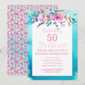 Garden Party Custom 50 and Fabulous 50th Birthday Kaart (Voorkant / Achterkant)