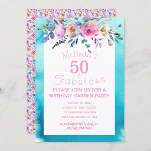 Garden Party Custom 50 and Fabulous 50th Birthday Kaart