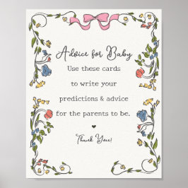 Garden Party Floral Baby shower Advies voor Baby Poster
