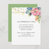 Garden Party, Flowers and Twinkle Lights Wedding Informatiekaartje (Voorkant / Achterkant)