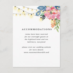 Garden Party, Flowers and Twinkle Lights Wedding Informatiekaartje