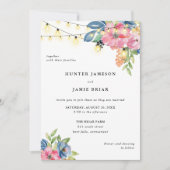 Garden Party, Flowers and Twinkle Lights Wedding Kaart (Voorkant)