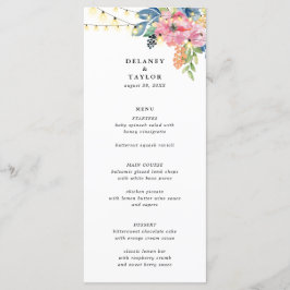 Garden Party, Flowers and Twinkle Lights Wedding Menu