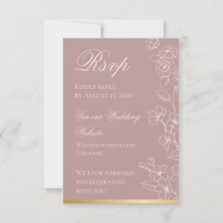 Garden Party Mauve and Gold RSVP Card Kaartje