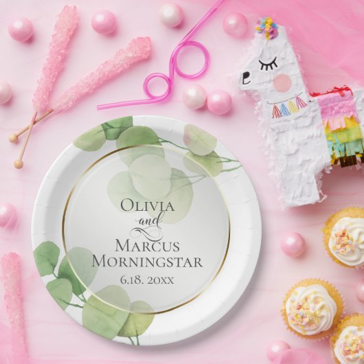 Garden Party Modern Springtime Eucalyptus Papieren Bordje (Feest)