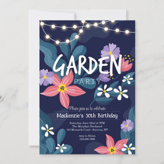 Garden Party Night Invitation Kaart (Voorkant)