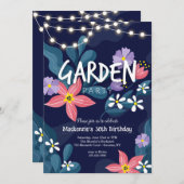 Garden Party Night Invitation Kaart (Voorkant / Achterkant)