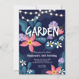 Garden Party Night Invitation Kaart