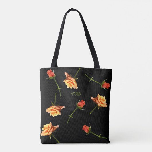 "Garden Party"-Rozen over het afdrukTas - zwart GR Tote Bag (Achterkant)